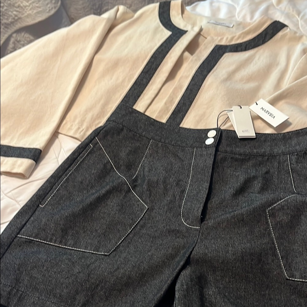 Cream and Black Two-Piece Set